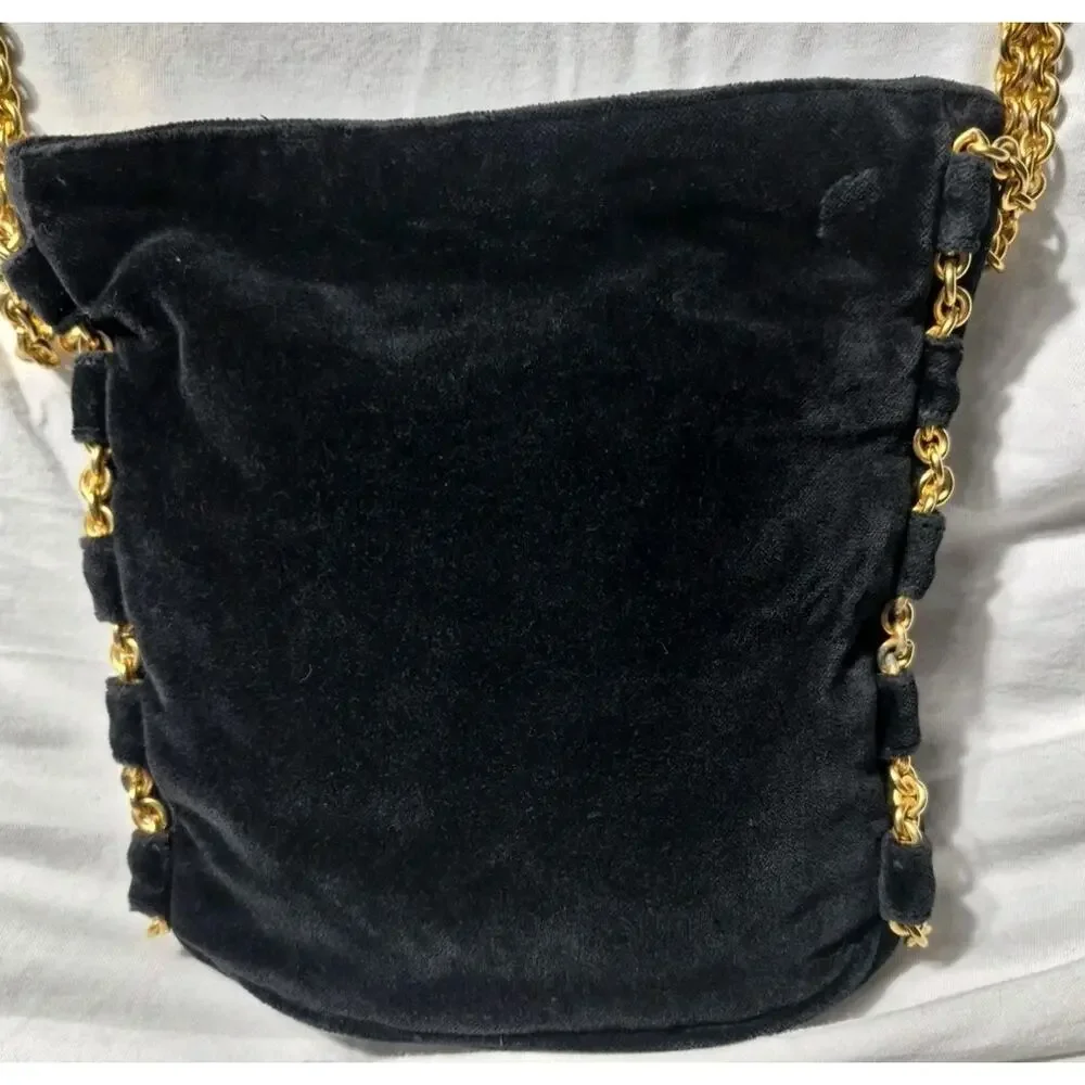 DONNA‎ KARAN BLACK GOLD CHAIN EVENING BAG PURSE VINTAGE